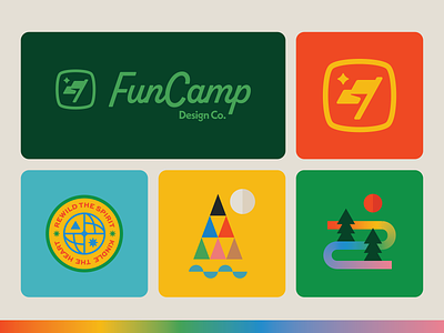 Fun Camp brand branding camp color community connection design emblem explore flag freedom fun icon kindness logo logomark logotype nature outdoors typography
