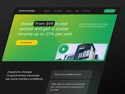Landing Page - Investment in Real Estate - Blockchain - Crypto blockchain crypto fintech investment landing landing page real estate ui ui design web web design