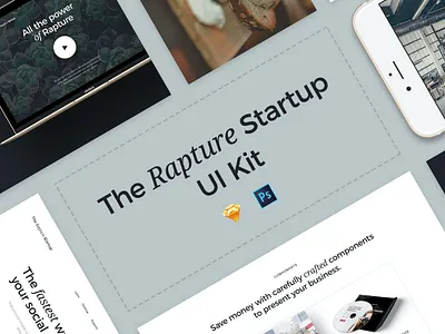 The Rapture Startup UI Kit app application home page homepage interface ios iphone landing landing page landingpage mobile mobile app ui user user experience ux uxdesign web webdesign website