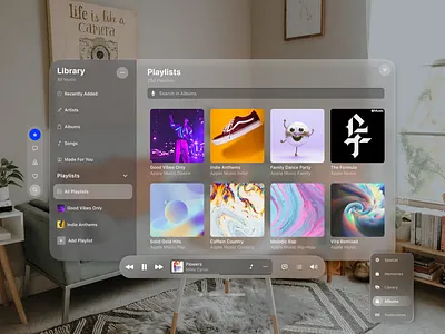Apple Vision Pro UI app design apple apple music apple vision pro branding dashboard ui design glass design graphic design illustration landing minimal music ui uidesign uiux vision pro
