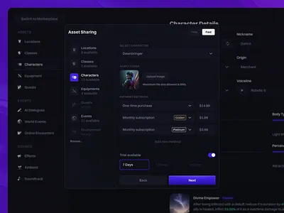 Sharing assets - UI Component app dark mode dark theme engine game gaming modal pop up popup ui user interface web