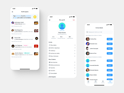 Notification, user profile and community app app design community delivery app food app food delivery mobile app notification ui ui design uidesign user interface design user profile