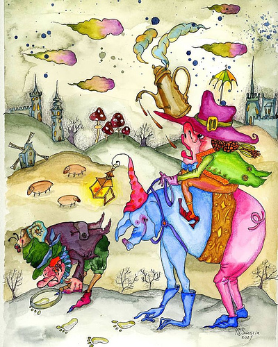 Travel to Country of Illusion book illustration children book humor illustration picture whimsical