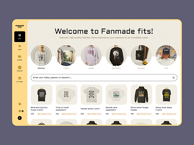Clothing store with custom prints concept categories clothes clothing creator customized prints ecommerse hoodie print search shop store sweatshirt t shirt web yellow
