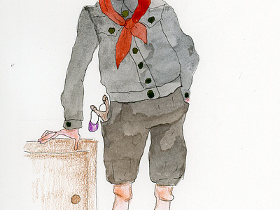 Boy Scout Jamboree,whimsical sketch boy boy scout gray humor illustration sketch