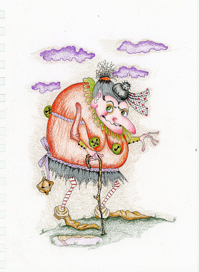 Madam Hortensia, whimsical illustration book illustration children book design humor illustration old lady style women