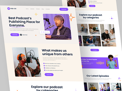 Podcast landing Page Design podcast podcast landing page design podcust ui web design web ui