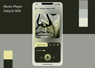 DailyUI009- Music Player UI Design daily ui 009 daily ui 9 dailyui009 dailyuichallenge frosted effect gradient grey and brown grey and green grey app screen music player ui ui design