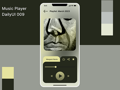 DailyUI009- Music Player UI Design daily ui 009 daily ui 9 dailyui009 dailyuichallenge frosted effect gradient grey and brown grey and green grey app screen music player ui ui design