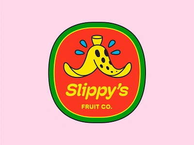 Slippy's Fruit CO. badge badge design banana branding company design flat fruit graphic graphic design icon illustration illustrator logo nature shape sheet sticker stickers vector