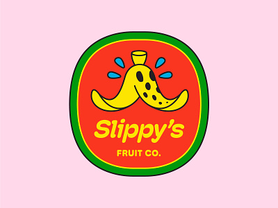 Slippy's Fruit CO. badge badge design banana branding company design flat fruit graphic graphic design icon illustration illustrator logo nature shape sheet sticker stickers vector