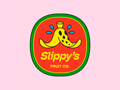 Slippy's Fruit CO. badge badge design banana branding company design flat fruit graphic graphic design icon illustration illustrator logo nature shape sheet sticker stickers vector
