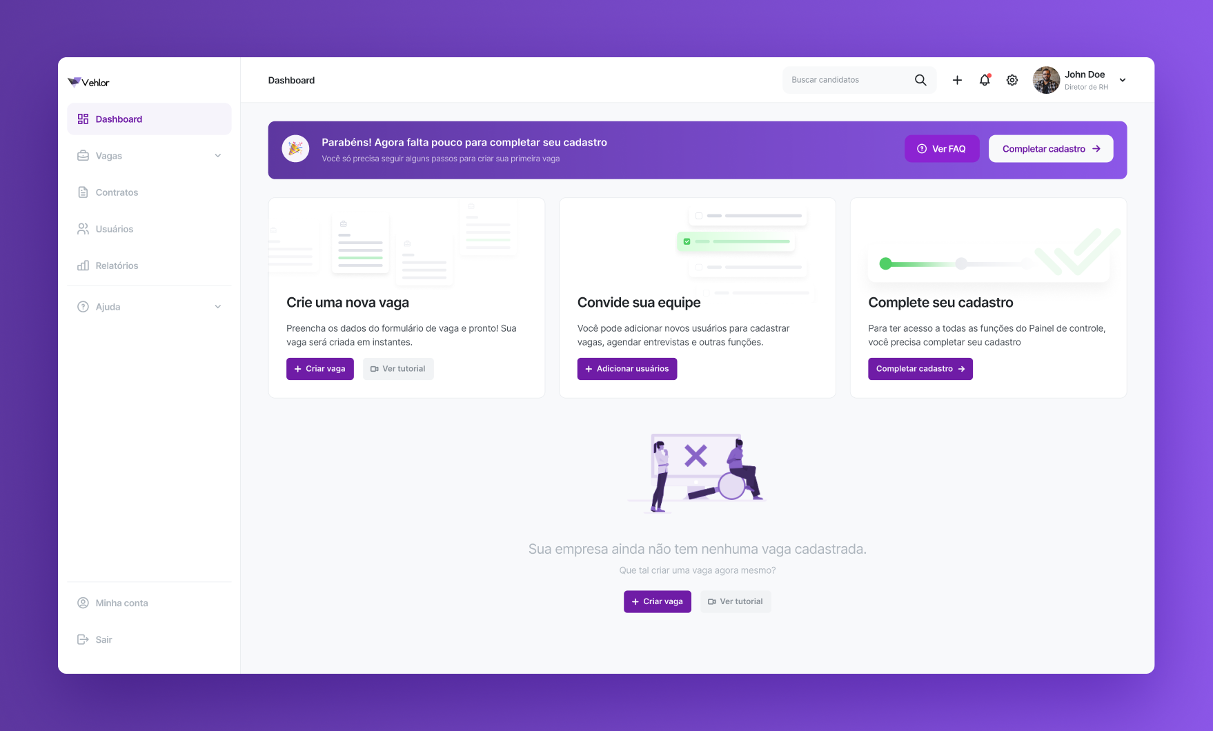 Vehlor - Dashboard dashboard figma figma design hr hr company page design painel de controle saas saas design ui ui design ux ux design webdesign