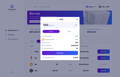 Web3 Borrowing Protocol UI Design bitcoin blockchain cryptocurrency design ui ux web 3