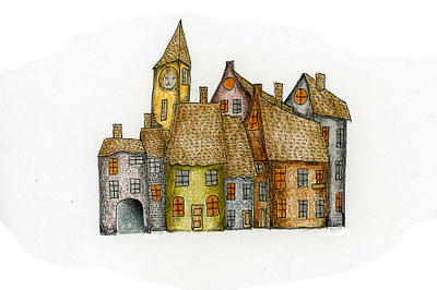 Sweet Porridge, illustration for Br. Grimm animal city cloch design home humor illustration tower