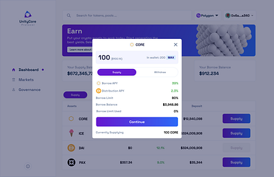 Web3 Lending Protocol UI Design bitcoin blockchain cryptocurrency design ui ux web 3