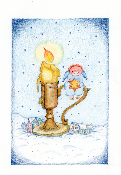 Christmas Greeting Card angel candle greeting card children book christmas graphic design illustration