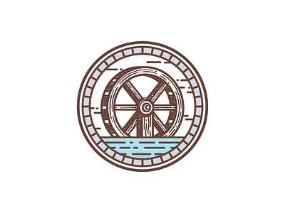 Vintage Water Wheel Logo classic logo farm logo retro logo vintage logo water wheel logo