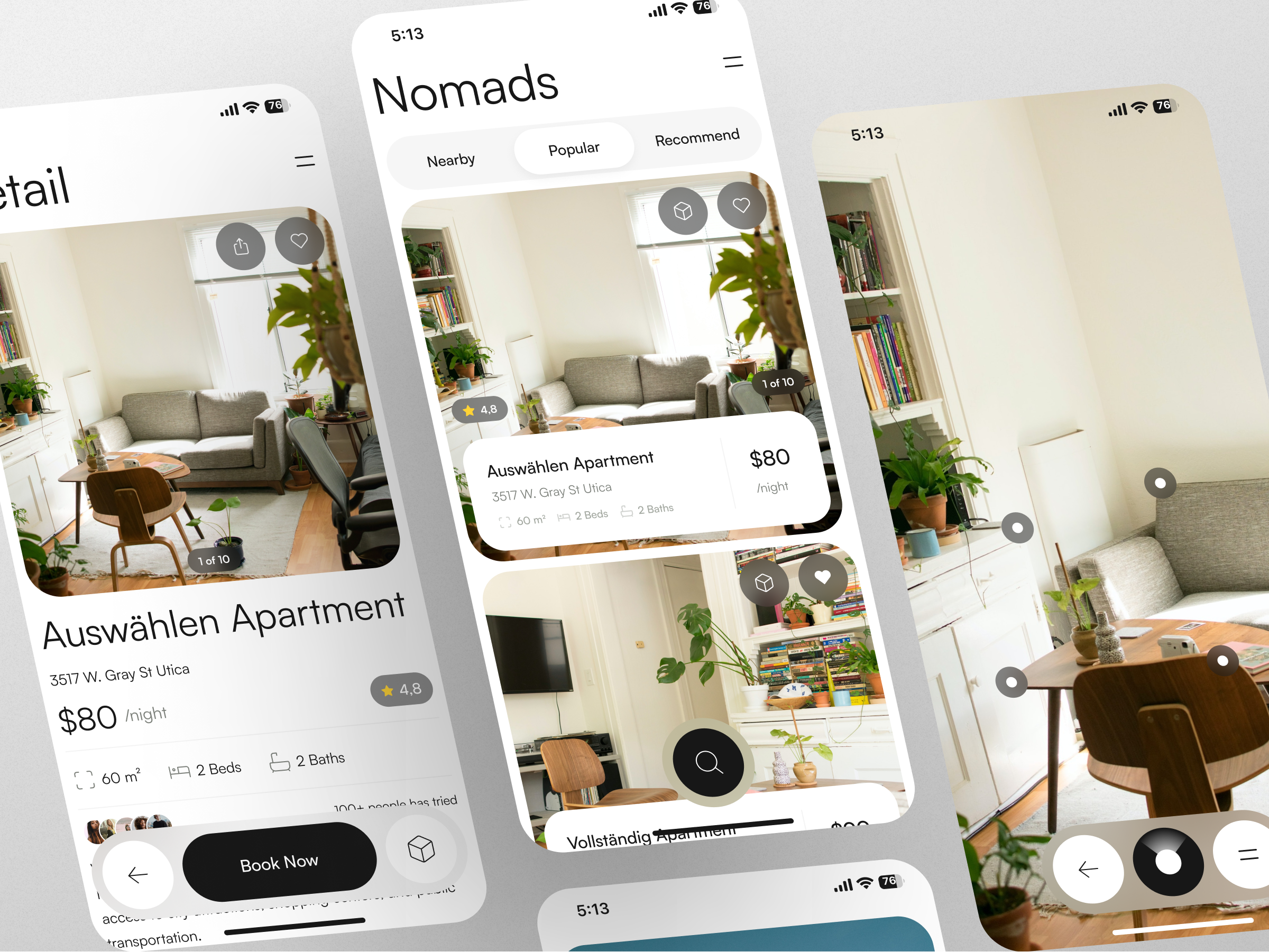 Nomads - Real Estate Apps agency appartment black book now healing house listing minimalist moderen neat pixelperfect place property property agency real estate realestate rent rental rooms simple