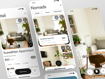 Nomads - Real Estate Apps agency appartment black book now healing house listing minimalist moderen neat pixelperfect place property property agency real estate realestate rent rental rooms simple