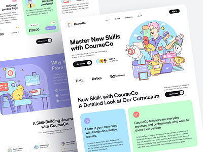 Courseco - Online Education Website course design ecourse flat illustration landing page learning study studying ui vector web web design