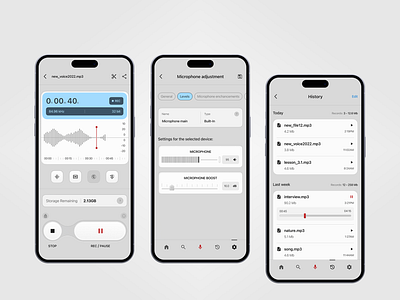 Bauhaus-Era Mobile Audio Recording App (Personal work) concept product design uiux