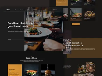 Food Restaurant Concept Landing page UI branding concept design food homepage motion graphics restaurant ui ux