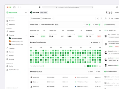 Repoverse - Version Control Dashboard bitbucket clean code coding control control system dashboard git github gitlab open source programmers repository saas ui version version control web design white