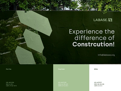 Labase; Construction Company Poster Design and Color Palette advertisement design billboard design brand identity branding clean color palette colors construction company creative logo engineering futuristic logo lettermark logo logo design modern poster professional logo symbol technology logo visual identity