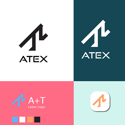 Atex A and T letter mark, Brand identity Logo latter logo sms