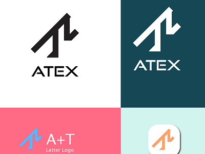 Atex A and T letter mark, Brand identity Logo latter logo sms