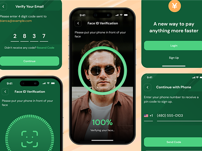 WPay - Account & Face Verification app ar bank clean create account design e wallet email face id finance investment ios minimal mobile modern payment phone number ui ux verification
