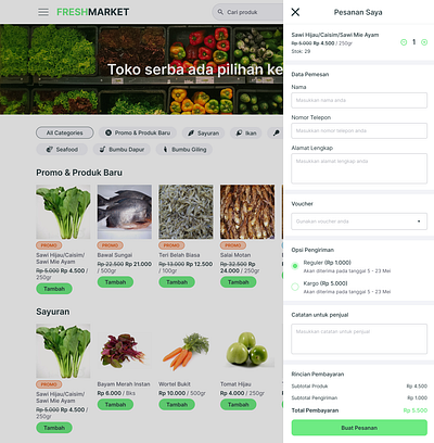 FRESH MARKET - Order design market sidebar ui ux