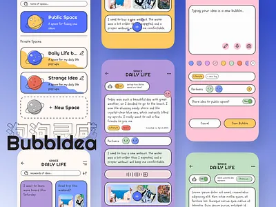 BubbIdea - Dopamine Idea Capture App colorful design dopamine figma freelancer mobile app ui ux