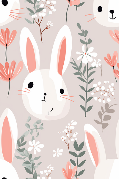 Cute rabbit seamless pattern illustration