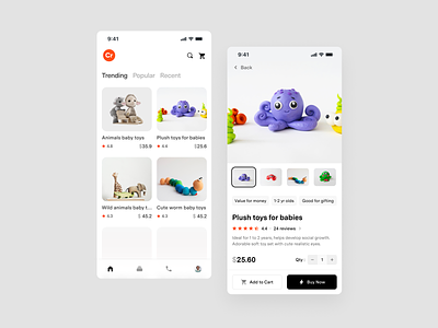 Toy store mobile app clean design minimal mobile product ui ux