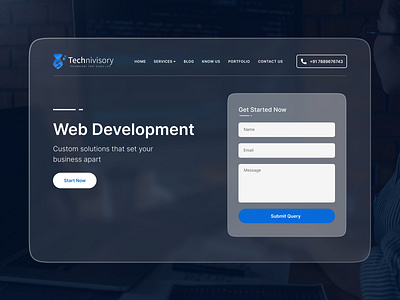 Technivisory Hero Section art blue branding business color dailyui design draw dribble figma graphic design icon interface logo ui ux