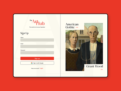 Sign Up Page UI art art hub artmuseum daily ui figma flat design gothic graphic design login logo sign up page ui ux website