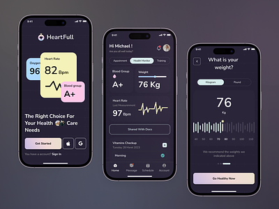 HeartFull Apps ai ai healthy apps clean daily darkmode fullcolour healthy heartbeat management simple trending wight