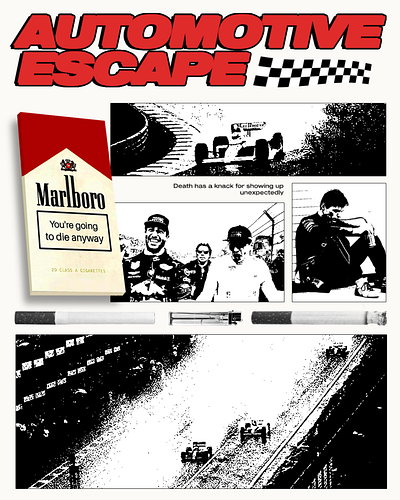 Automotive Escape ~ banner banners car cars cigarette cigarettes creative design f1 graphic design minimal poster posters