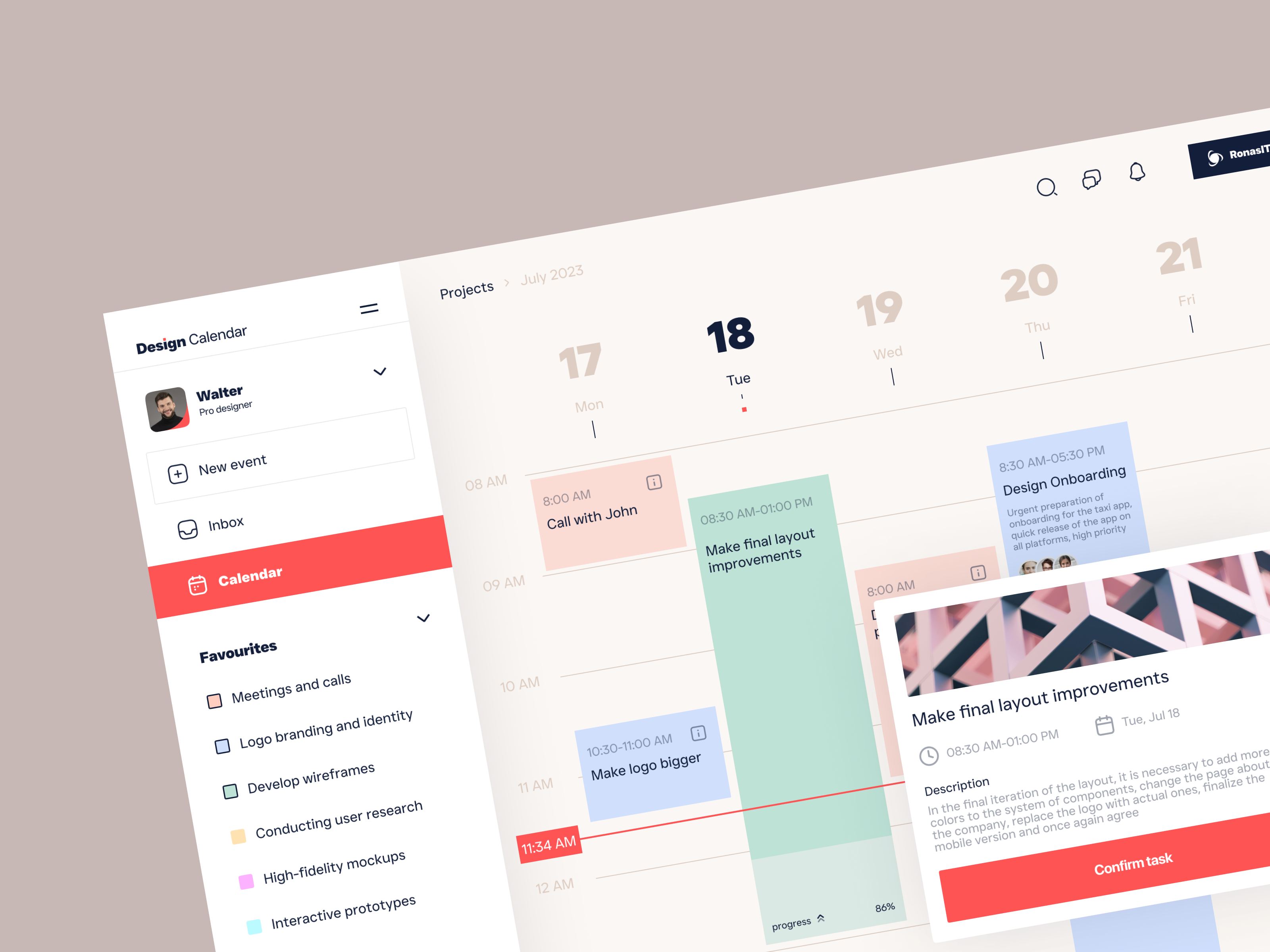 Calendar Web Interface by Ronas IT | UI/UX Team on Dribbble