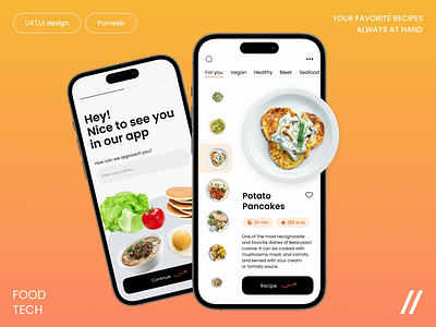 Recipe Mobile iOS App android animation app dashboard design foodtech ios mobile mobile app mobile design mobile ui motion graphics online purrweb recipe app ui ux