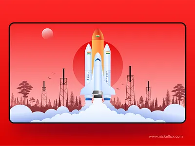Chandrayaan 3 Launch 🚀 | illustration art branding chandrayaan3 color design exploration flatillustration gradient grains graphic design illustration launch logo lunarmission minimal moon redandblack rocket spaceexploration ui