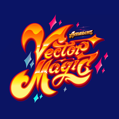 Vector Magic amadine blue crystal design disco filip gold happy joy illustration indigo letters logotipo logotype magic orange party script typography vector vectores