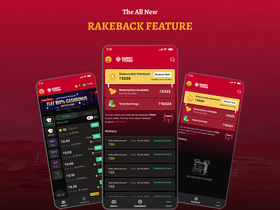 Rakeback Feature! app design figma illustration myteamrummy rackback ui ui design ux