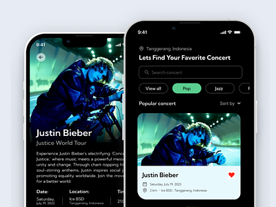 Event App app application concert event genre gradient inspiration location minimalist mobile music