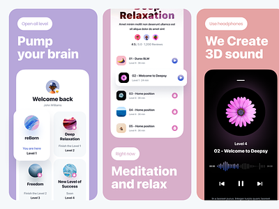UX/UI design for Deepsy: meditation & relaxation app level view android app designer android app ui app interface app interface designer app ui apps ui brain app ios app meditation meditation app mobile app mobile application design mobile ui mobile ui designer relax app store app