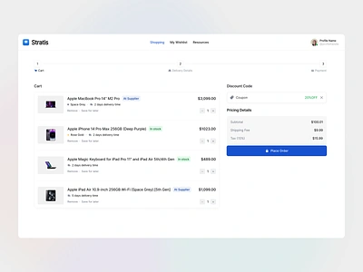 Stratis UI - Checkout pt.2 checkout clean components design details ecommerce finance interface items minimal payment settings shop ui ui design ui kit ux ux design web