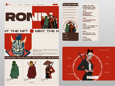Ronin - NFT Collection Website design illustration japanese landing page logo mobile app ui nft nft collection typography ui ux website western