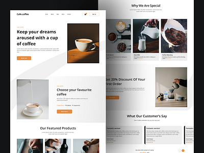 Coffee shop landing page design ui web